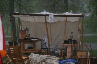 Nurse Jo huddled in the Commissary - protecting the supplies